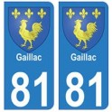 81 Gaillac blason autocollant plaque stickers ville