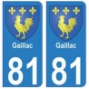 81 Gaillac blason autocollant plaque stickers ville