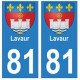 81 Lavaur coat of arms sticker plate stickers city