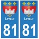 81 Lavaur blason autocollant plaque stickers ville