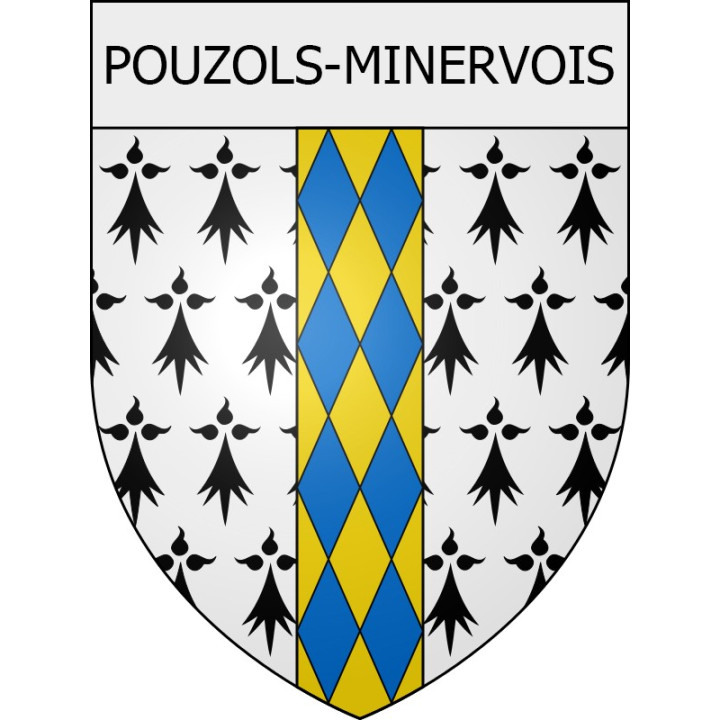 Pegatinas escudo de armas de Mouthoumet adhesivo de la etiqueta engomada