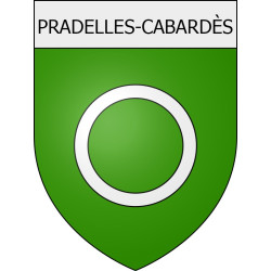 Pegatinas escudo de armas de Mouthoumet adhesivo de la etiqueta engomada