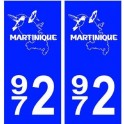 972 Martinica escudo de armas de la etiqueta engomada de la placa