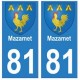 81 Mazamet blason autocollant plaque stickers ville