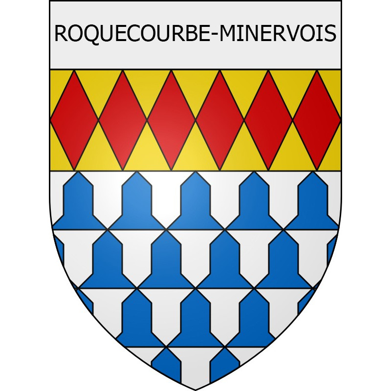 Pegatinas escudo de armas de Moussoulens adhesivo de la etiqueta engomada