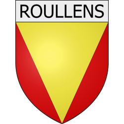 Pegatinas escudo de armas de Moussoulens adhesivo de la etiqueta engomada