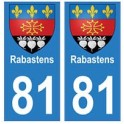 81 Rabastens blason autocollant plaque stickers ville