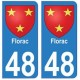 48 Florac blason autocollant plaque ville stickers 