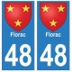 48 Florac blason autocollant plaque ville stickers 