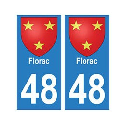 48 Florac blason autocollant plaque ville stickers 