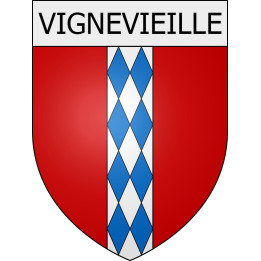 Pegatinas escudo de armas de Vignevieille adhesivo de la etiqueta engomada