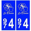 974 blason La Réunion autocollant plaque