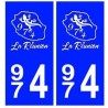 974 blason La Réunion autocollant plaque