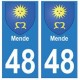 48 Mende blason autocollant plaque stickers ville