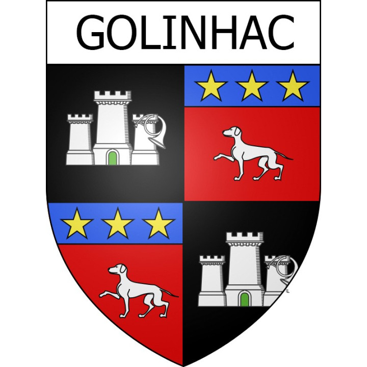 Pegatinas escudo de armas de Golinhac adhesivo de la etiqueta engomada
