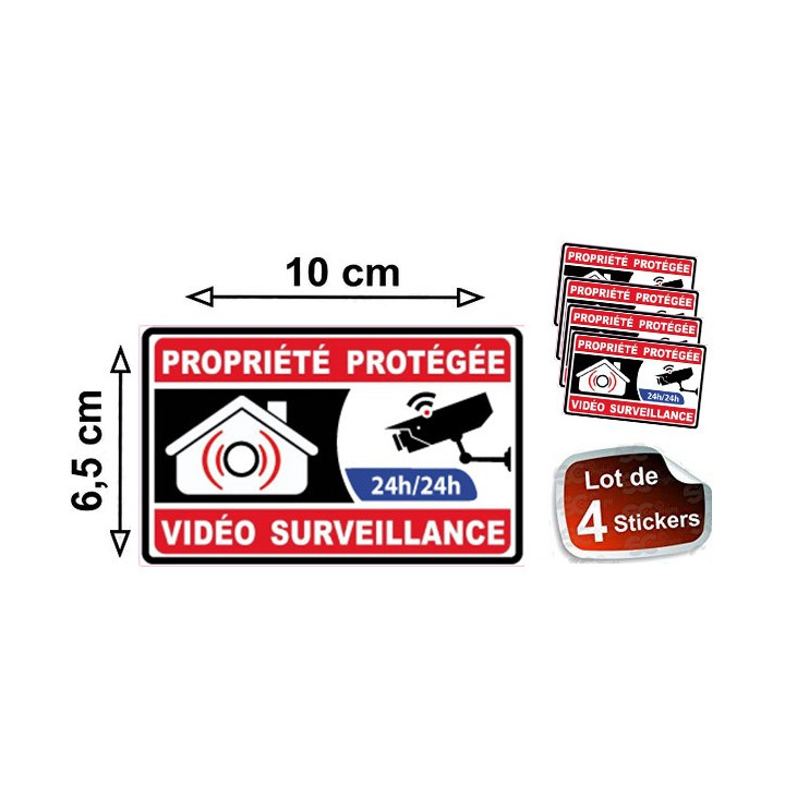 Aufkleber immobilie unter video-überwachung-alarm-logo n°8 sticker