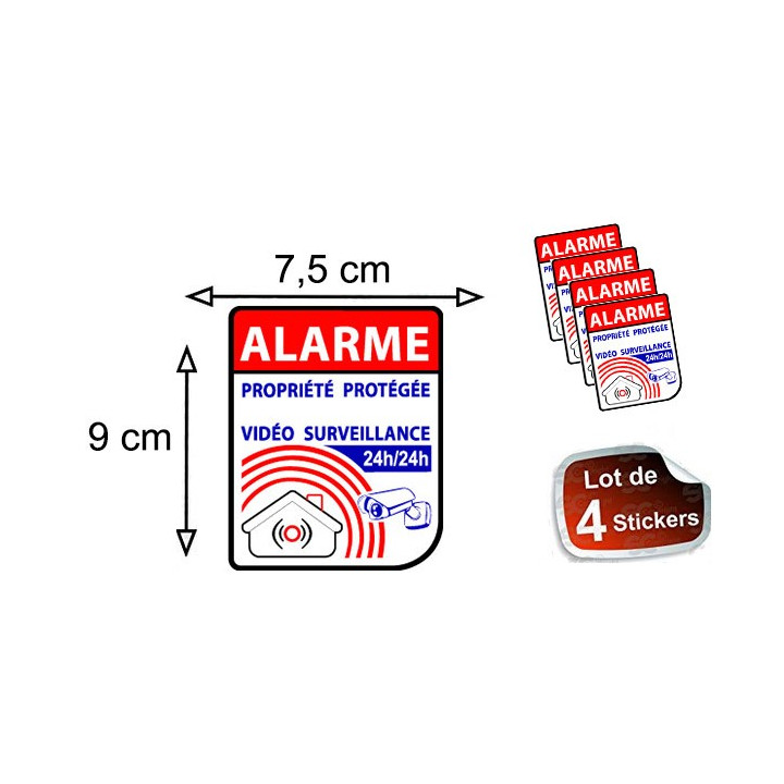 Aufkleber immobilie unter video-überwachung-alarm-logo n°8 sticker