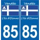 85 Ile d'Olonne logo sticker autocollant plaque immatriculation auto