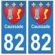 82 Caussade escudo de armas de la etiqueta engomada de la placa de pegatinas de la ciudad