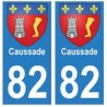 82 Caussade blason autocollant plaque stickers ville