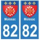 82 Moissac blason autocollant plaque stickers ville