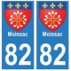 82 Moissac blason autocollant plaque stickers ville
