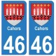 46 Cahors blason autocollant plaque stickers ville