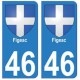 46 Figeacblason autocollant plaque stickers ville