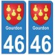 46 Gourdon blason autocollant plaque stickers ville