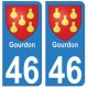 46 Gourdon blason autocollant plaque stickers ville