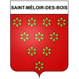 Pegatinas escudo de armas de Saint-Méloir-des-Bois adhesivo de la etiqueta engomada