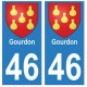 46 Gourdon blason autocollant plaque stickers ville