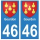 46 Gourdon blason autocollant plaque stickers ville