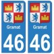 46 Gramat blason autocollant plaque stickers ville