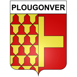 Pegatinas escudo de armas de Plougonver adhesivo de la etiqueta engomada