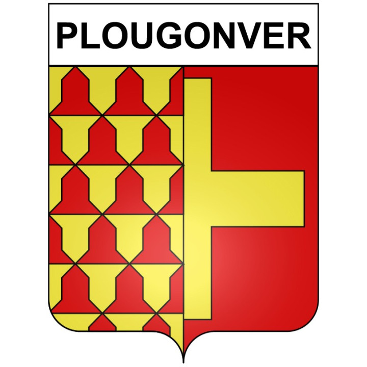 Pegatinas escudo de armas de Plougonver adhesivo de la etiqueta engomada