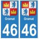 46 Gramat blason autocollant plaque stickers ville