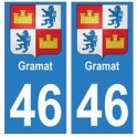 46 Gramat blason autocollant plaque stickers ville