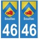 46 Souillac blason autocollant plaque stickers ville