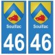 46 Souillac blason autocollant plaque stickers ville