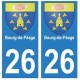26 Bourg-de-Péage autocollant plaque blason armoiries stickers département