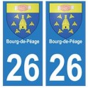26 Bourg-de-Péage autocollant plaque blason armoiries stickers département