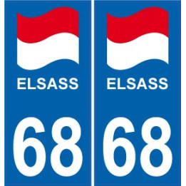 68  Elsass autocollant plaque immatriculation blason département