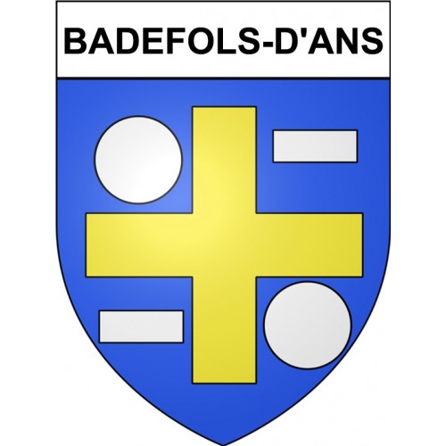 Pegatinas escudo de armas de Badefols-d'Ans adhesivo de la etiqueta engomada