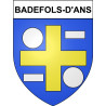 Pegatinas escudo de armas de Badefols-d'Ans adhesivo de la etiqueta engomada