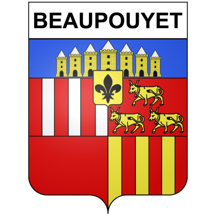 Pegatinas escudo de armas de Beaupouyet adhesivo de la etiqueta engomada