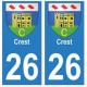 26 Crest blason autocollant plaque stickers ville