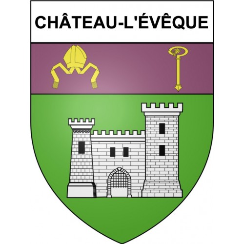 Château-l'Évêque 24 ville Stickers blason autocollant adhésif