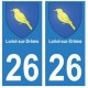 26 Loriol-sur-Drôme blason autocollant plaque stickers ville