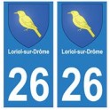 26 Loriol-sur-Drôme blason autocollant plaque stickers ville